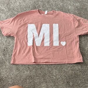 Pink Crop Top with White Print